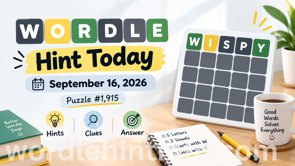 Wordle today 16 September 2026 Solution and Hints