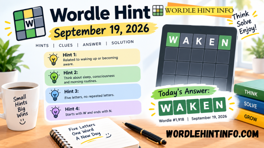 Wordle Hint 19 September 2026 Answer and Hints Solution #1,918